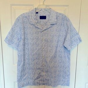 David Donahue Sz Large Button Down SS TRAVEL VACATION THEME Shirt GUC B1015